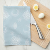 Linge De Cuisine Magical White Moon Sun Stars Blue pattern (Quart Plié)