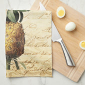 Linge De Cuisine Magnifique ananas en calligraphie Vintage (Quart Plié)