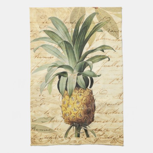 Linge De Cuisine Magnifique ananas en calligraphie Vintage (Vertical)