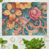 Linge De Cuisine Magnifique Bouquet de Fleurs (Plié)