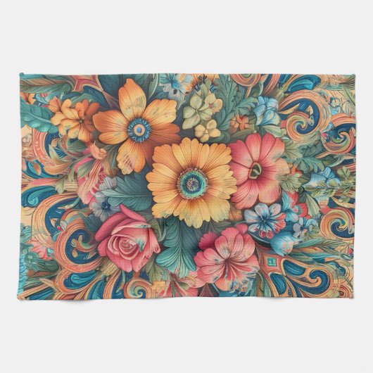 Linge De Cuisine Magnifique Bouquet de Fleurs (Horizontal)