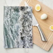 Linge De Cuisine magnifique scène de plage avec vagues écrasantes (Quart Plié)