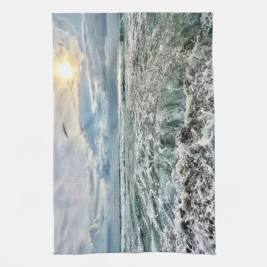 Linge De Cuisine magnifique scène de plage avec vagues écrasantes (Vertical)