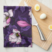 Linge De Cuisine Magnolia en floraison et tireur 4 (Quart Plié)