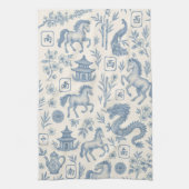 Linge De Cuisine Mahjong Toile Kitchen Towel - Horses and Dragons (Vertical)