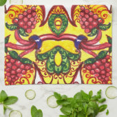 Linge De Cuisine Main Dessinée : Élégance Ornementale Florale. (Plié)