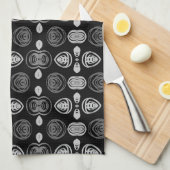 Linge De Cuisine Main Grise Et Noire (Quart Plié)