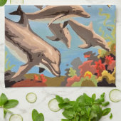 Linge De Cuisine Main Painted by Number | Dolphins | (Plié)