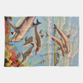 Linge De Cuisine Main Painted by Number | Dolphins | (Horizontal)