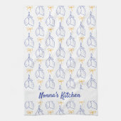 Linge De Cuisine Main personnalisée dessinée citrons bleu italien (Vertical)