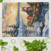 Linge De Cuisine Maine Coon Cat Christmas Boat Holiday (Plié)