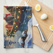 Linge De Cuisine Maine Coon Cat Christmas Boat Holiday (Quart Plié)