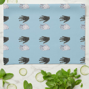 Linge De Cuisine Mains d'amitié noir et blanc