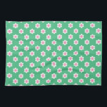 Linge De Cuisine Maisières rétros rose et vert<br><div class="desc">Un motif de marguerite rétro,  mignon et tendance,  dans les tons vert et rose vif.</div>