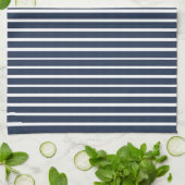 Linge De Cuisine Maison de plage à rayures bleu marine blanc (Plié)