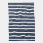 Linge De Cuisine Maison de plage à rayures bleu marine blanc (Vertical)
