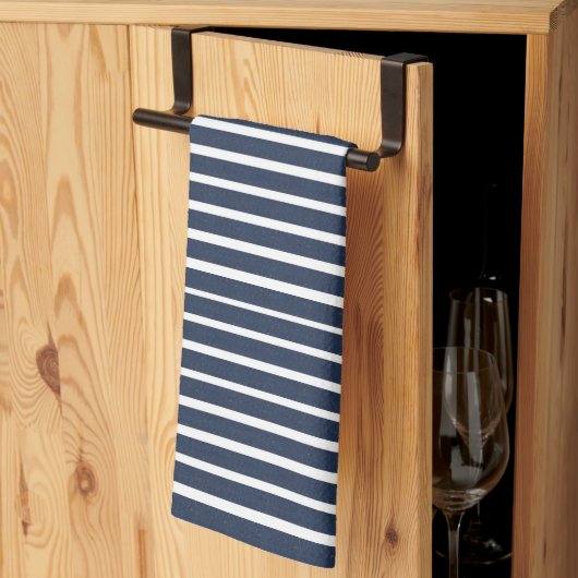 Linge De Cuisine Maison de plage à rayures bleu marine blanc (Pliage en tiers)