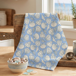Linge De Cuisine Maison de plage coquillage bleu cottage