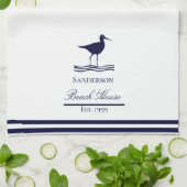 Linge De Cuisine Maison de plage moderne Blanc Marine Bleu Sandpipe (Plié)