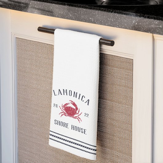 Linge De Cuisine Maison de Shore Personnalisée Marine & Red Rustic 