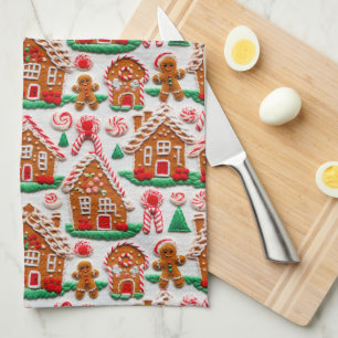 Linge De Cuisine Maison en pain d'épices Needlework Noël Fêtes