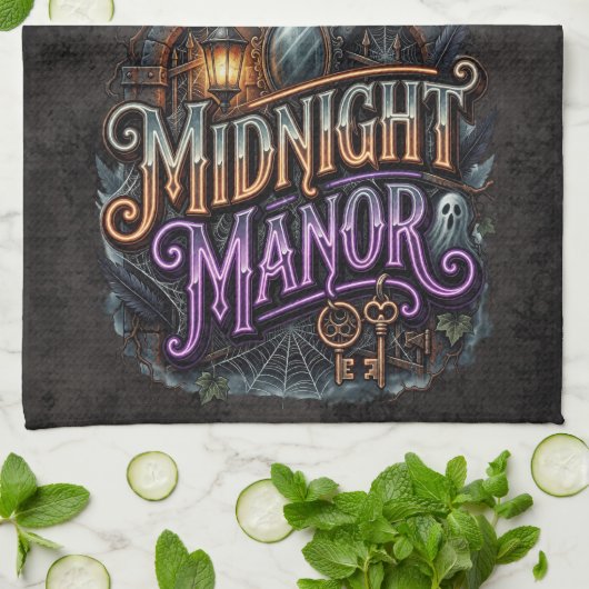 Linge De Cuisine Maison hantée de Halloween Midnight Manor (Plié)
