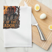 Linge De Cuisine Maison Hantée Halloween Chat De Sorcière Joyeux Ch (Quart Plié)