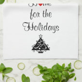 Linge De Cuisine Maison pour les vacances blanche et rouge  (Plié)