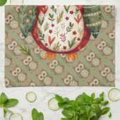 Linge De Cuisine Maisonnette en patchwork d'art populaire chouette (Plié)