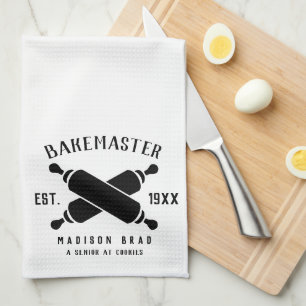 Linge De Cuisine Maître de cuisson personnalisé texte noir classiqu