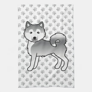 Linge De Cuisine Malamute Esquimau Argenté Chien de Dessin Animé Mi