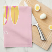 Linge De Cuisine Malibu, Plage de Malibu, Preppy, Rose (Quart Plié)