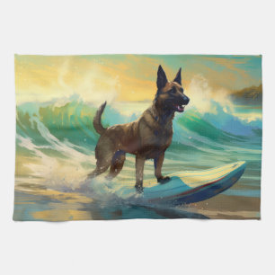 Linge De Cuisine Malinoi Beach Surf Peinture belge