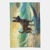 Linge De Cuisine Malinoi Beach Surf Peinture belge (Vertical)