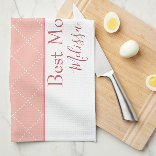 Linge De Cuisine Maman assez de rose et blanche meilleure jamais (Quart Plié)