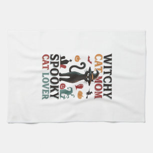 Linge De Cuisine Maman chat Halloween Design vintage sorcière amate