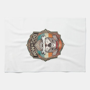 Linge De Cuisine Maman Chien Os Bandana Cadre Vintage_1