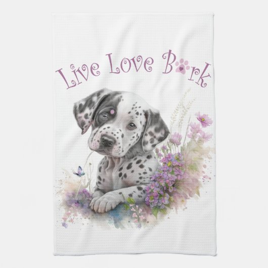 Linge De Cuisine Maman Dalmatien Fleurie (Vertical)