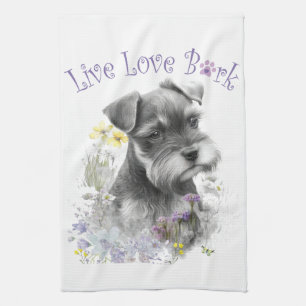 Linge De Cuisine Maman de Schnauzer Fleurs