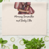 Linge De Cuisine Maman et fille noire personnalisée (2) (Plié)