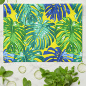 Linge De Cuisine Maman Été Tropical Feuilles Vert Jaune (Plié)