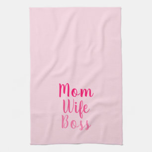 Linge De Cuisine Maman femme patron dégradé rose script personnalis