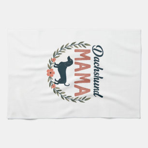 Linge De Cuisine Maman teckel vintage amoureux des chiens floral ve
