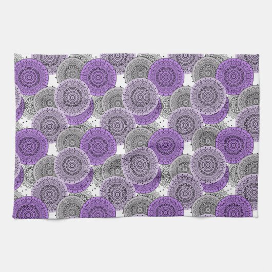 Linge De Cuisine mandala arabe motif rose violet à l'orientale (Horizontal)