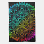 Linge De Cuisine Mandala Arc-en-ciel noir (Vertical)
