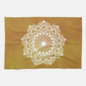 Linge De Cuisine Mandala blanc sur fond doré (Horizontal)