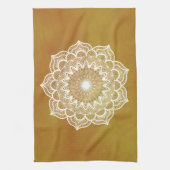 Linge De Cuisine Mandala blanc sur fond doré (Vertical)