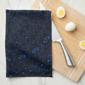 Linge De Cuisine Mandala bleu cobalt à symétrie complexe (Quart Plié)