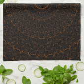 Linge De Cuisine Mandala Brun Chocolat avec Symétrie Intrinsèque (Plié)