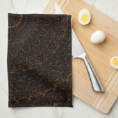 Linge De Cuisine Mandala Brun Chocolat avec Symétrie Intrinsèque (Quart Plié)
